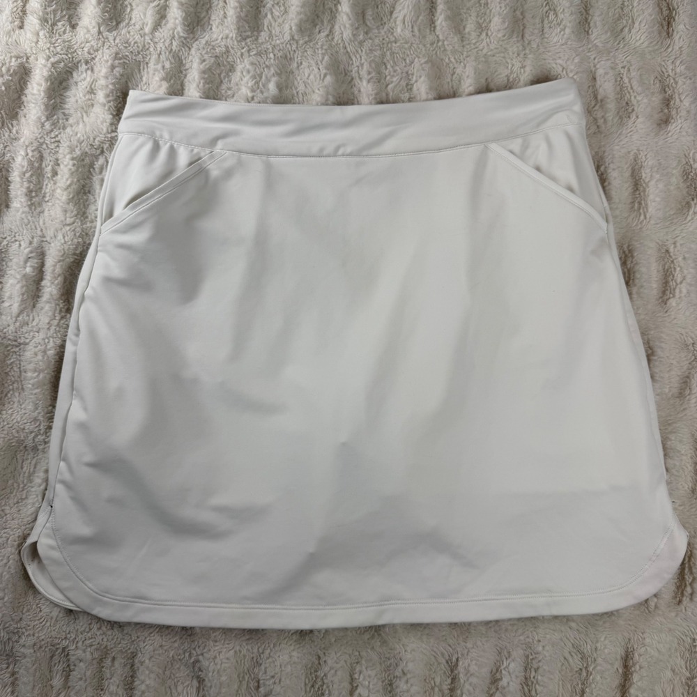 Peter Millar Ladies Alice Petal Hem Skort White UPF 50+ Golf Tennis Size L NEW